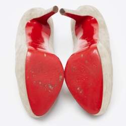 Pre Owned Christian Louboutin Grey Suede Bianca Pumps Size 36