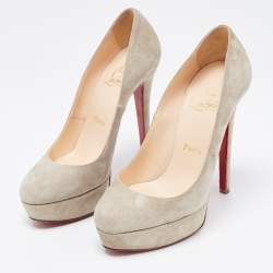 Pre Owned Christian Louboutin Grey Suede Bianca Pumps Size 36