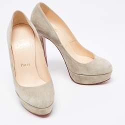 Pre Owned Christian Louboutin Grey Suede Bianca Pumps Size 36