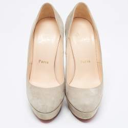 Pre Owned Christian Louboutin Grey Suede Bianca Pumps Size 36