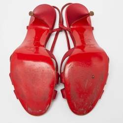 Pre Owned Christian Louboutin Red Satin Buckle Slingback Sandals Size 41