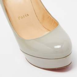 Pre Owned Christian Louboutin Grey Patent Leather Bianca Pumps Size 36.5