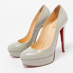 Pre Owned Christian Louboutin Grey Patent Leather Bianca Pumps Size 36.5