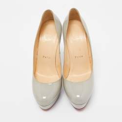 Pre Owned Christian Louboutin Grey Patent Leather Bianca Pumps Size 36.5