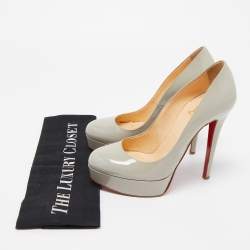 Pre Owned Christian Louboutin Grey Patent Leather Bianca Pumps Size 36.5