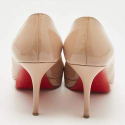 Pre Owned Christian Louboutin Beige Patent New Simple Pumps Size 40