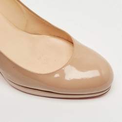 Pre Owned Christian Louboutin Beige Patent New Simple Pumps Size 40