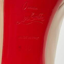 Pre Owned Christian Louboutin Beige Patent New Simple Pumps Size 40