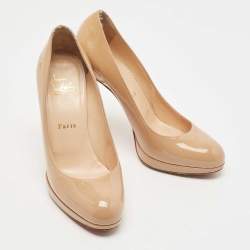 Christian Louboutin Beige Patent Leather New Simple Pumps Size 36.5
