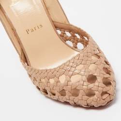Pre Owned Christian Louboutin Beige Braided Leather Pumps Size 37