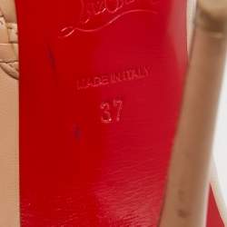 Pre Owned Christian Louboutin Beige Braided Leather Pumps Size 37