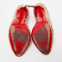 Pre Owned Christian Louboutin Beige Braided Leather Pumps Size 37