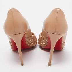 Pre Owned Christian Louboutin Beige Braided Leather Pumps Size 37