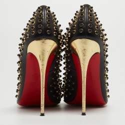 Pre Owned Christian Louboutin Black Studded Leather So Kate Pumps Size 41