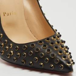 Pre Owned Christian Louboutin Black Studded Leather So Kate Pumps Size 41