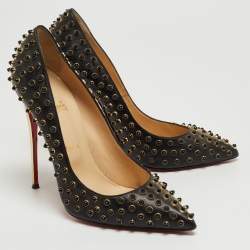 Pre Owned Christian Louboutin Black Studded Leather So Kate Pumps Size 41