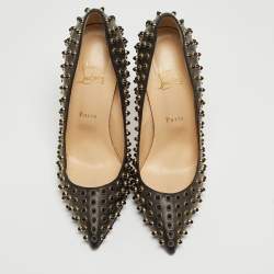 Pre Owned Christian Louboutin Black Studded Leather So Kate Pumps Size 41