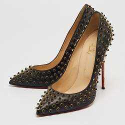 Pre Owned Christian Louboutin Black Studded Leather So Kate Pumps Size 41