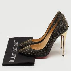 Pre Owned Christian Louboutin Black Studded Leather So Kate Pumps Size 41