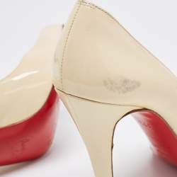 Christian Louboutin Cream Patent Leather Elisa Pumps Size 37.5