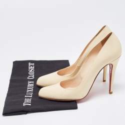 Christian Louboutin Cream Patent Leather Elisa Pumps Size 37.5