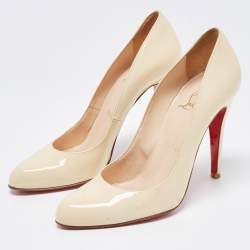 Christian Louboutin Cream Patent Leather Elisa Pumps Size 37.5