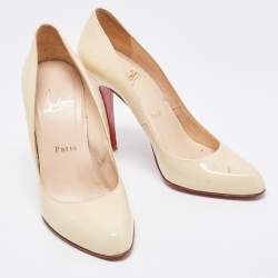 Christian Louboutin Cream Patent Leather Elisa Pumps Size 37.5