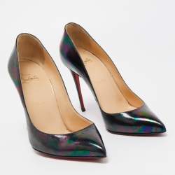 Pre Owned Christian Louboutin Multicolor Iridescent Leather Pigalle Follies Pumps Size 37.5