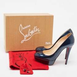 Christian Louboutin Turquoise Patent Leather Bianca Platform Pumps Size 37.5