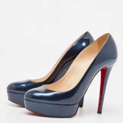 Christian Louboutin Turquoise Patent Leather Bianca Platform Pumps Size 37.5