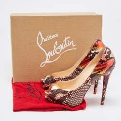 Christian Louboutin Multicolor Python Leather Very Prive Peep Toe Platform Pumps Size 37