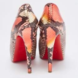 Christian Louboutin Multicolor Python Leather Very Prive Peep Toe Platform Pumps Size 37