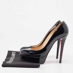Pre Owned Christian Louboutin Black Patent Leather Bianca Pumps Size 37.5