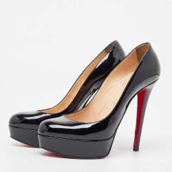 Pre Owned Christian Louboutin Black Patent Leather Bianca Pumps Size 37.5