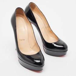 Pre Owned Christian Louboutin Black Patent Leather Bianca Pumps Size 37.5