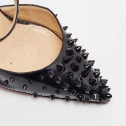 Pre Owned Christian Louboutin Black Patent Leather Goldocross Spike Pumps Size 40