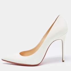 Pre Owned Christian Louboutin White Patent Leather So Kate Pumps Size 39.5