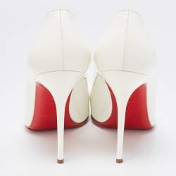 Pre Owned Christian Louboutin White Patent Leather So Kate Pumps Size 39.5
