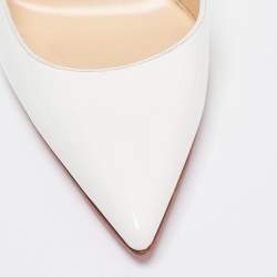 Pre Owned Christian Louboutin White Patent Leather So Kate Pumps Size 39.5