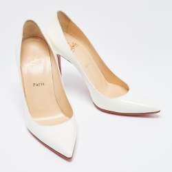 Pre Owned Christian Louboutin White Patent Leather So Kate Pumps Size 39.5