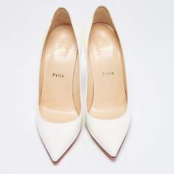 Pre Owned Christian Louboutin White Patent Leather So Kate Pumps Size 39.5