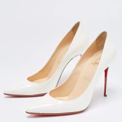 Pre Owned Christian Louboutin White Patent Leather So Kate Pumps Size 39.5