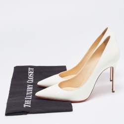 Pre Owned Christian Louboutin White Patent Leather So Kate Pumps Size 39.5