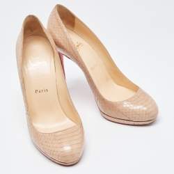 Christian Louboutin Beige Water Snake New Simple Pumps Size 39.5