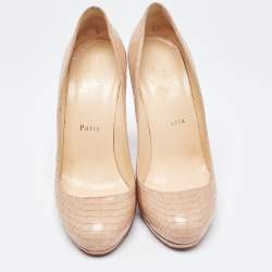 Christian Louboutin Beige Water Snake New Simple Pumps Size 39.5