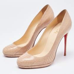 Christian Louboutin Beige Water Snake New Simple Pumps Size 39.5