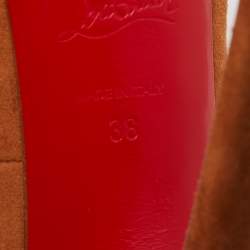 Pre Owned Christian Louboutin Brown Suede Alta Spritney Slingback Pumps Size 38