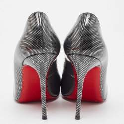 Pre Owned Christian Louboutin Grey Patent Geo Pumps Size 36.5
