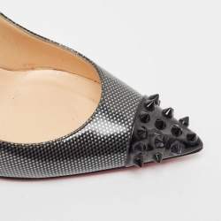 Pre Owned Christian Louboutin Grey Patent Geo Pumps Size 36.5