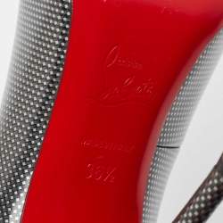 Pre Owned Christian Louboutin Grey Patent Geo Pumps Size 36.5